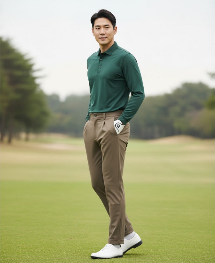 팬텀골프 남성 간절기 일상 필드룩 보온성 밑단 카브라형 골프웨어 스윙바지 - 상세 이미지 3