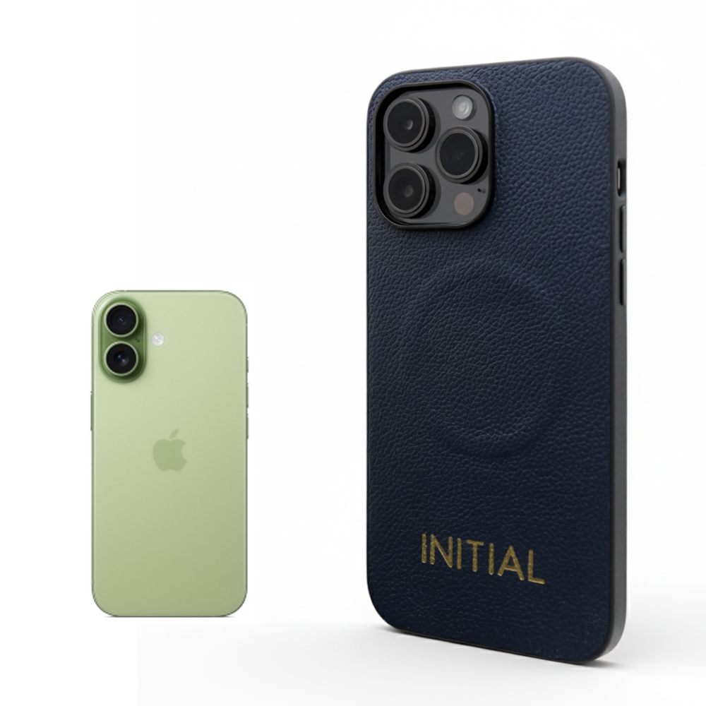 마디모이 맥세이프 바스킨 케이스 이니셜 커스텀 천연가죽 네이비, 아이폰17 - 메인 이미지