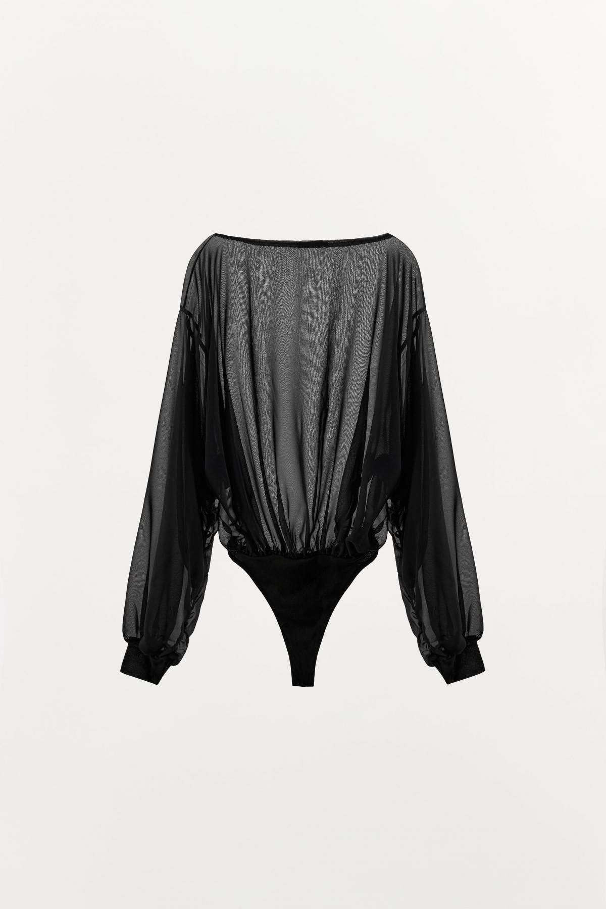 자라 시스루 보트넥 롱슬리브 바디수트 6050/816 BLACK - 상세 이미지 2