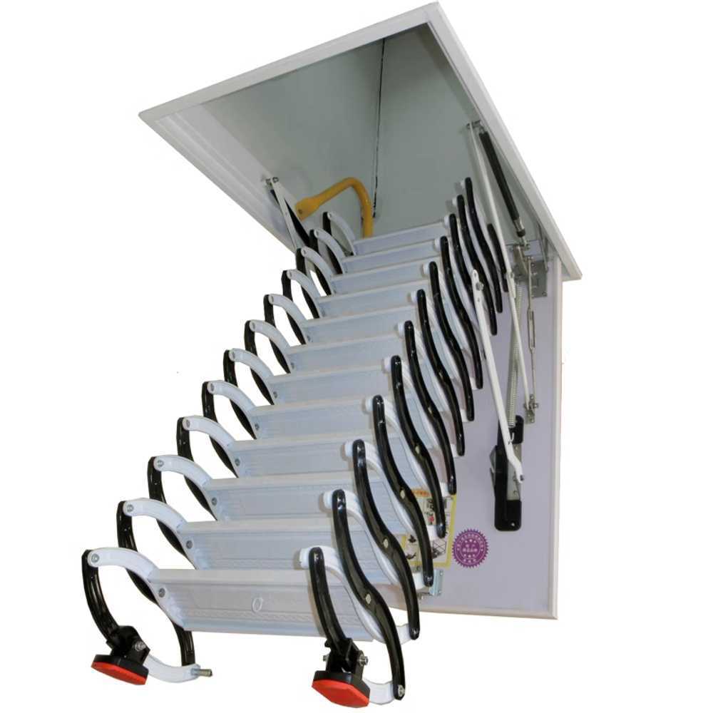접이식 다락방 사다리 경량 알루미늄 접철식 인출 반자동 탄소강 70x90cm - 상품 이미지