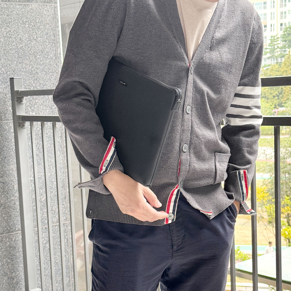남성 서류 태블릿 클러치백 레더 빅사이즈 슬림 클러치 가방 남자 큰 대형 손가방 - 상세 이미지 2