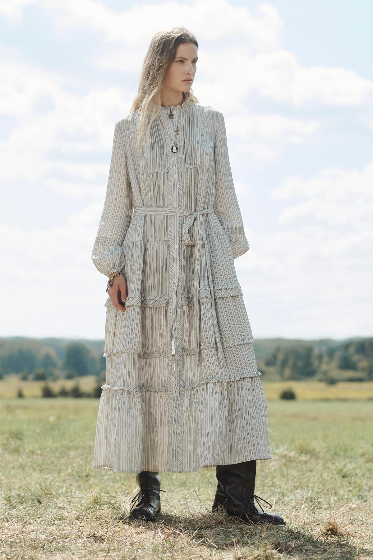 자라 한정판 로맨틱 벨트 롱 원피스 8444/739 STRIPED - 상세 이미지 3