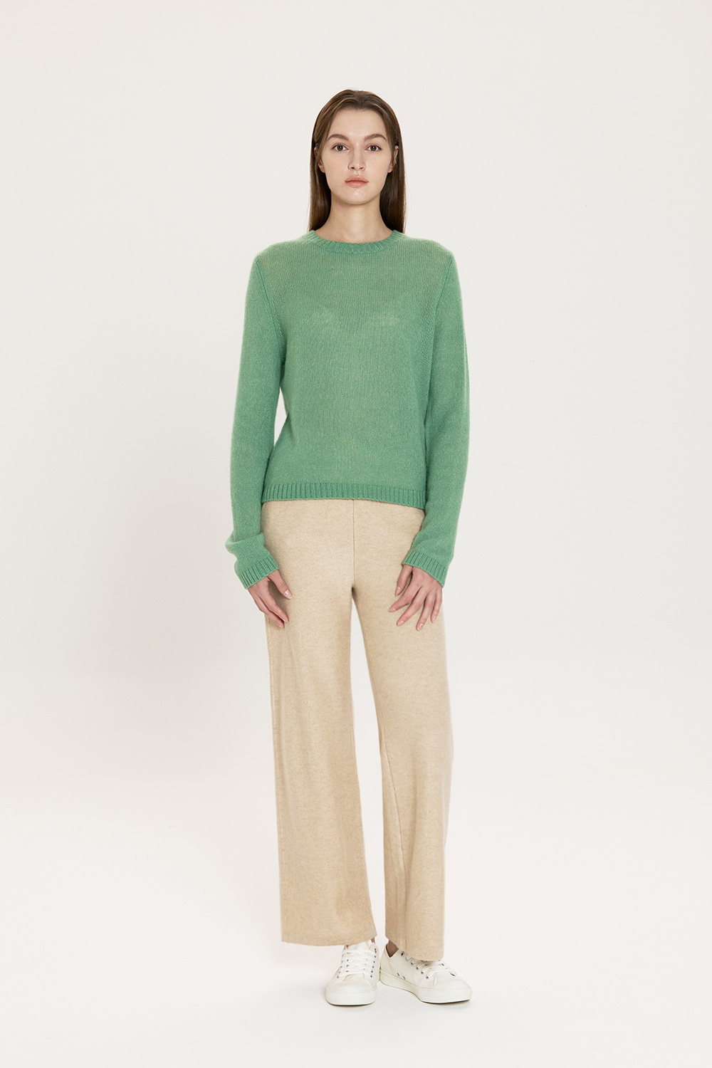 프리미엄 캐시미어 더블바지-베이지 - 상품 이미지