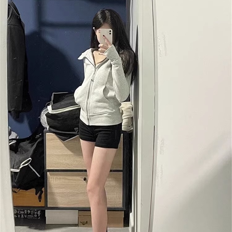 집업 니트 후드 가디건 슬림핏 집업 봄가을 캐주얼 날씬해보이는 지퍼 가디건 기모 - 상세 이미지 2