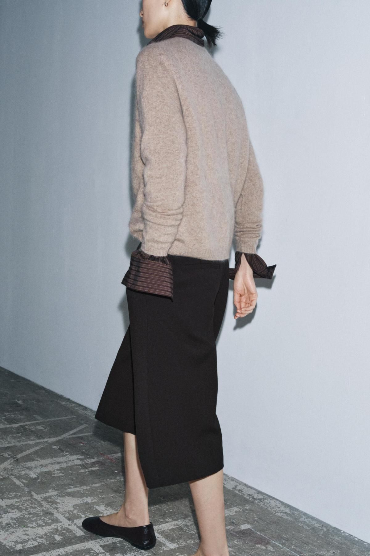 자라 프리미엄 울 캐시미어 라운드넥 긴팔 니트 스웨터 9598/112 BROWN / TAUPE - 상세 이미지 3
