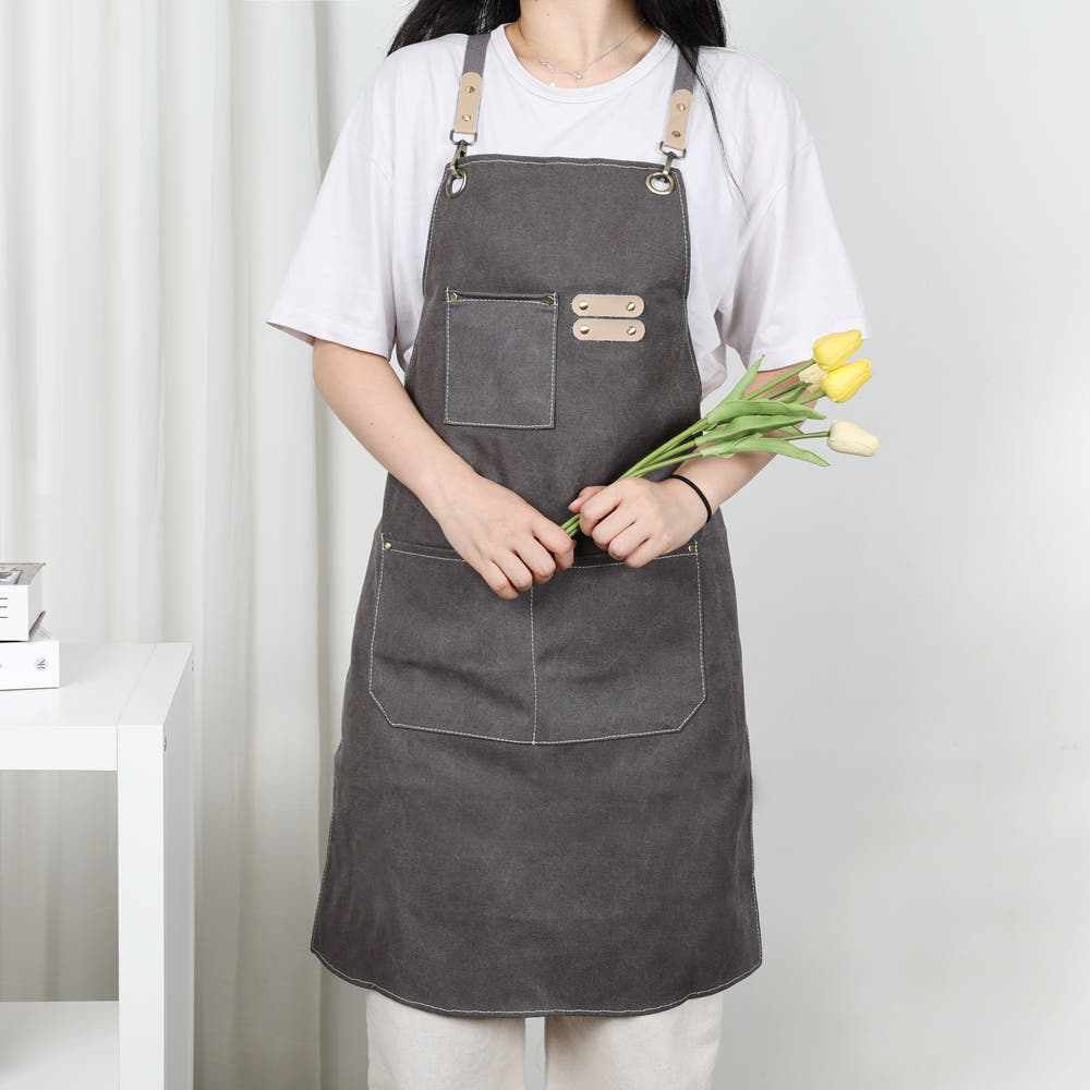 홈인홀 카페 캔버스 앞치마 A타입 네일 미용실 앞치마 - 상품 이미지
