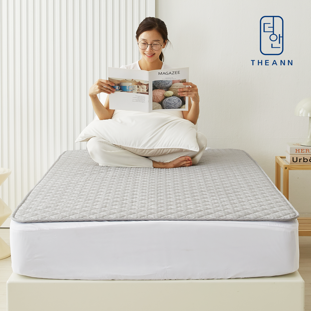 [시어서커원단] 더안 전자파없는 전기요 스마트 IOT 탄소매트 침대용 슈퍼싱글, 110x200cm, 그레이