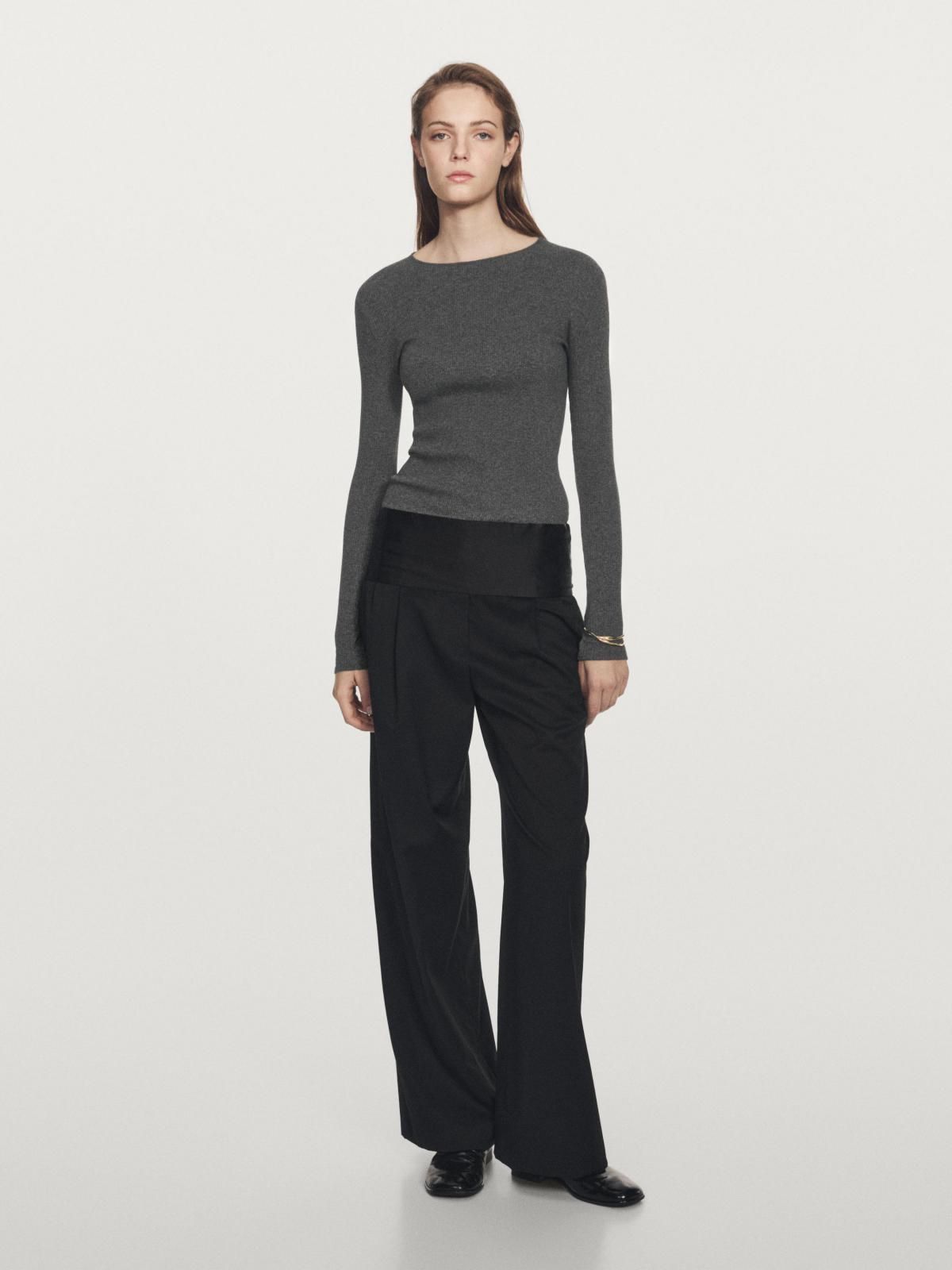 마시모두띠 베이직 리브드 긴팔 티셔츠 코튼블렌드 라운드넥 6845/102 GREY MARL - 상세 이미지 2