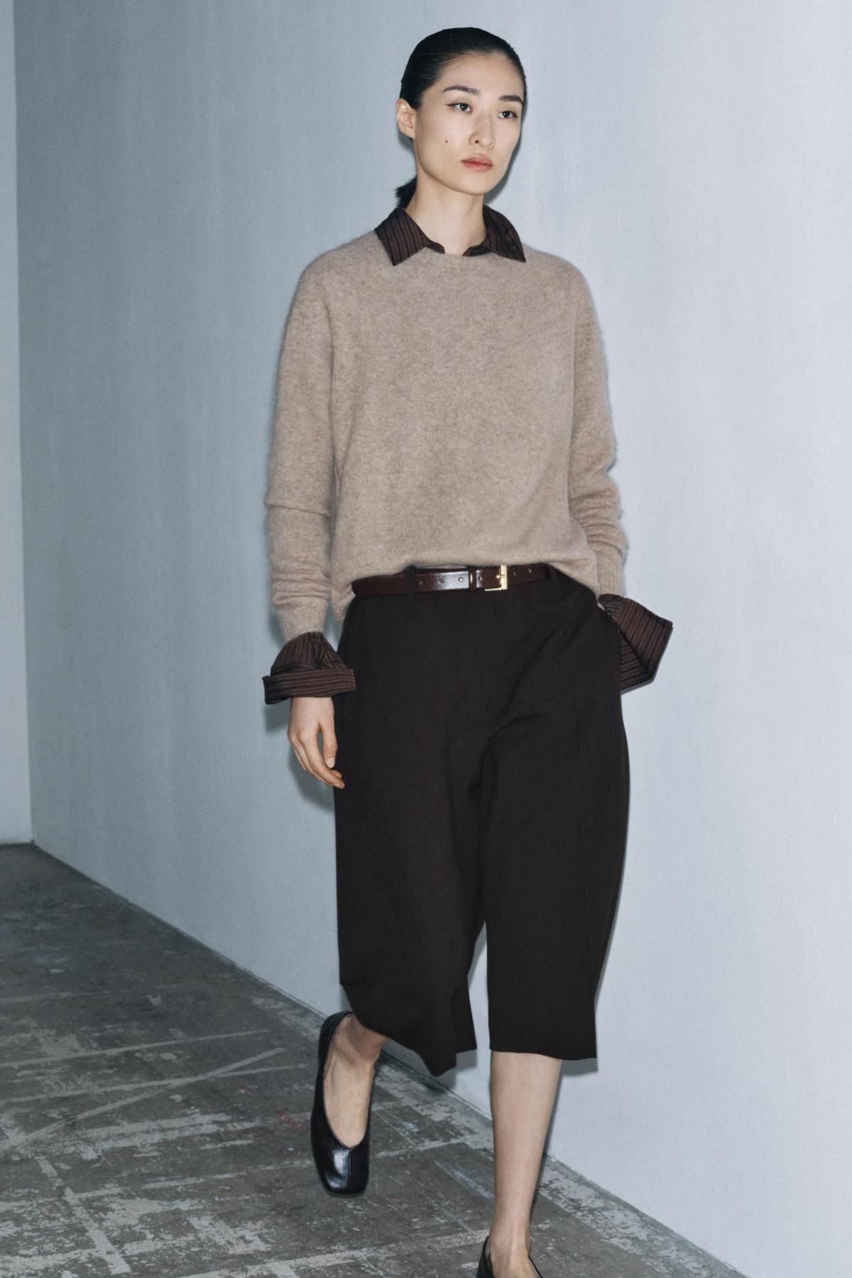자라 프리미엄 울 캐시미어 라운드넥 긴팔 니트 스웨터 9598/112 BROWN / TAUPE - 상세 이미지 2