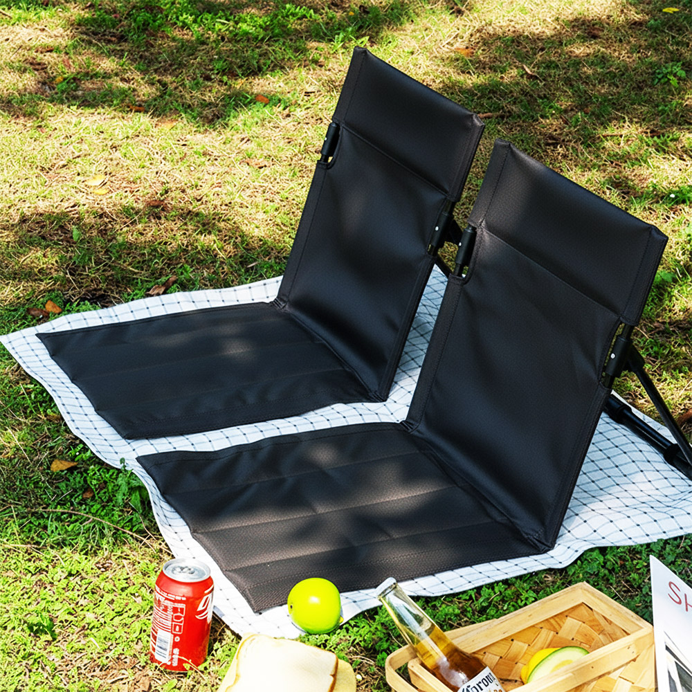 그라운드체어 캠핑 등받이 접이식 휴대용 좌식의자 로우, 블랙, 2개