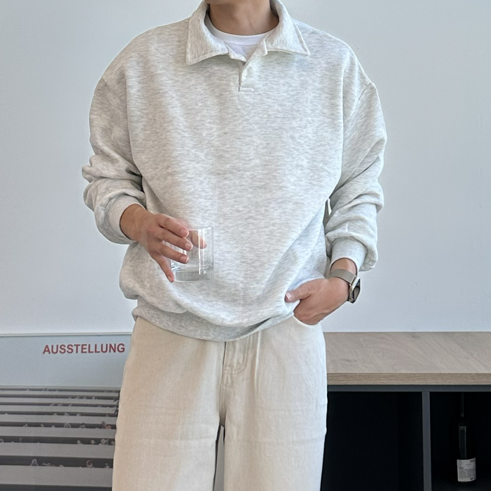 남자 맨투맨 빅사이즈 오버핏 커플 기모 맨투맨 남자 티셔츠 이미지 2