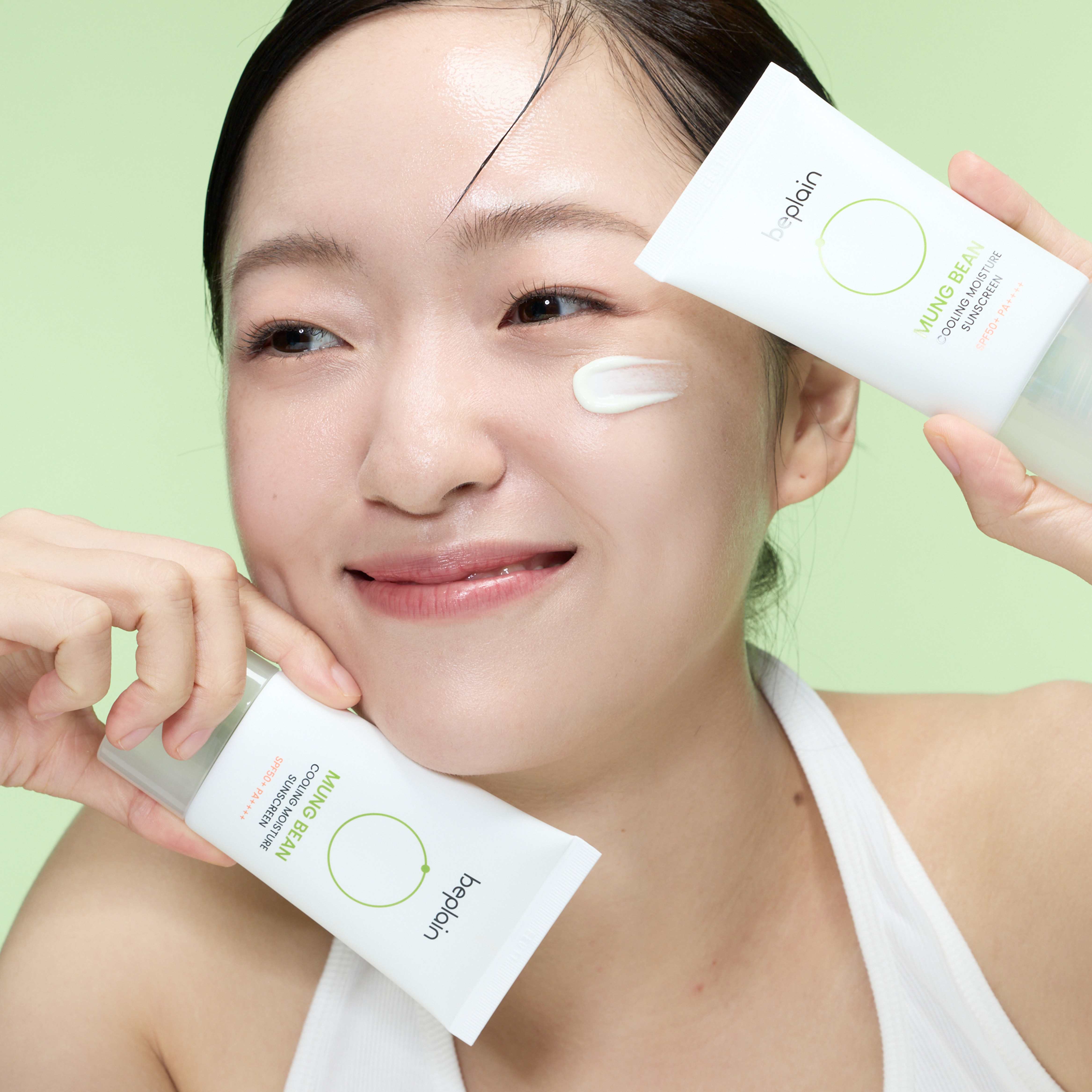비플레인 녹두 쿨링 수분 선크림 (SPF50+/PA++++) 50ml, 2개 이미지 2