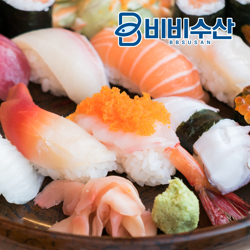 초밥 재료 초새우 초문어 초한치 계란 조미유부 제품 이미지
