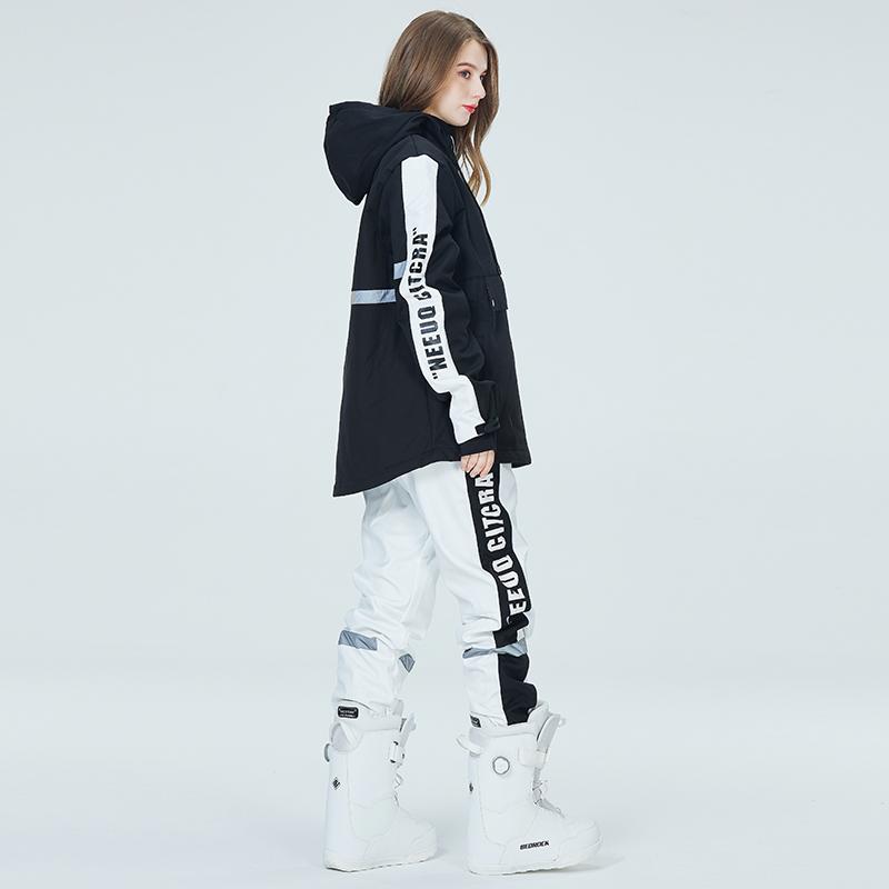 커플 스키복 보드복 세트 방수 보온 남녀 스키 후드 핑크 상의+핑크 바지 XS - 상세 이미지 3