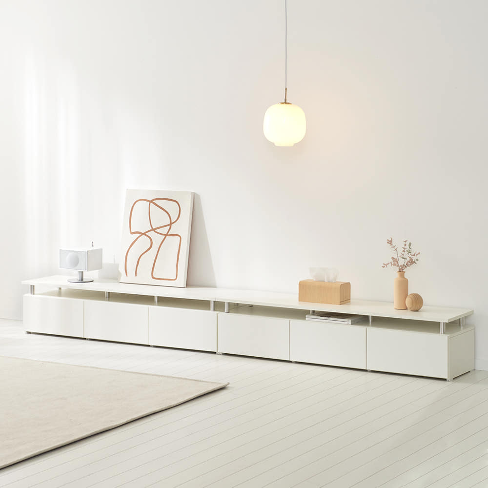 마인 거실장 낮은 티비다이 tv장 장식장 3000, 화이트