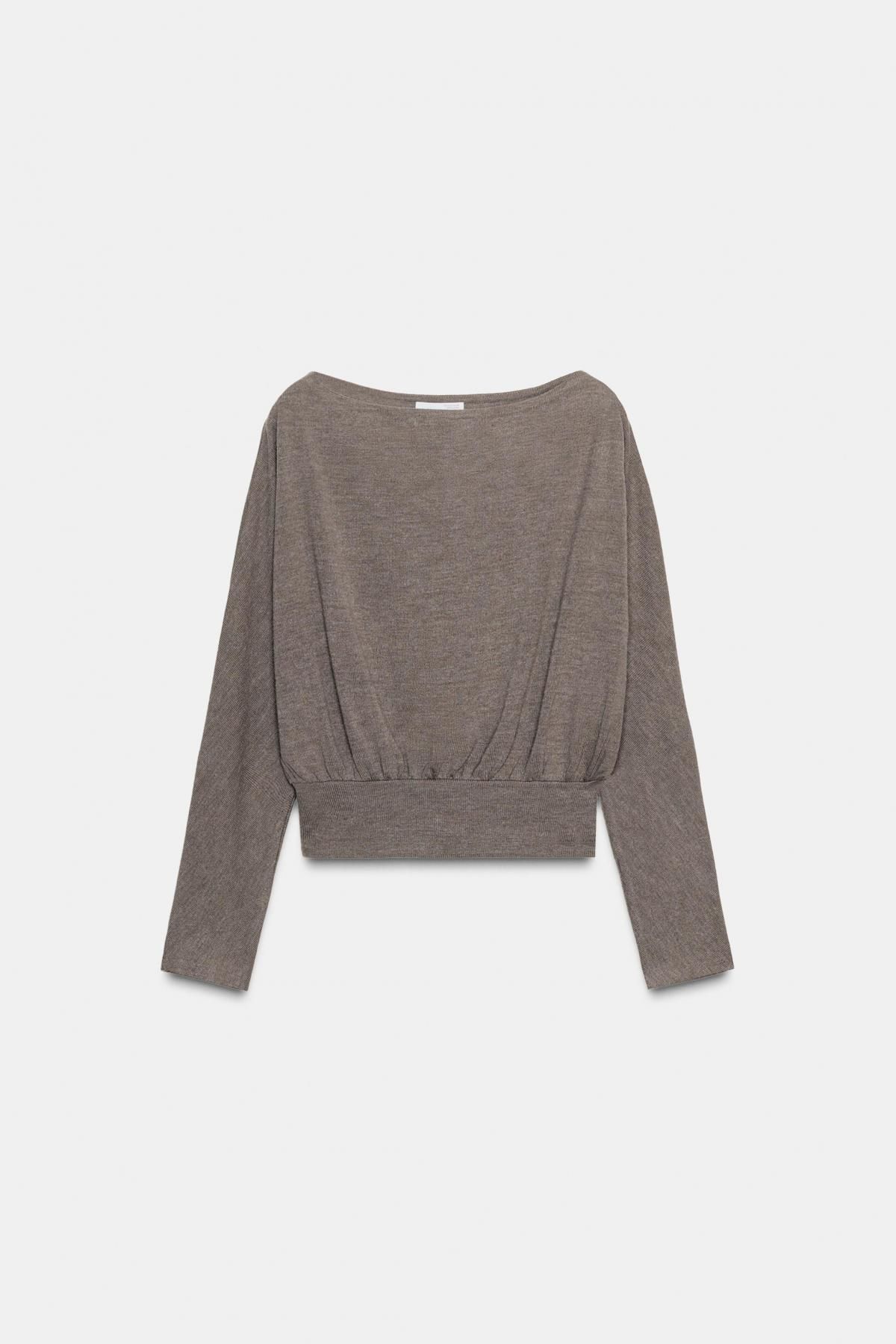 자라 소프트 보트넥 긴팔 니트 스웨터 5063/890 BEIGE MARL - 상품 이미지