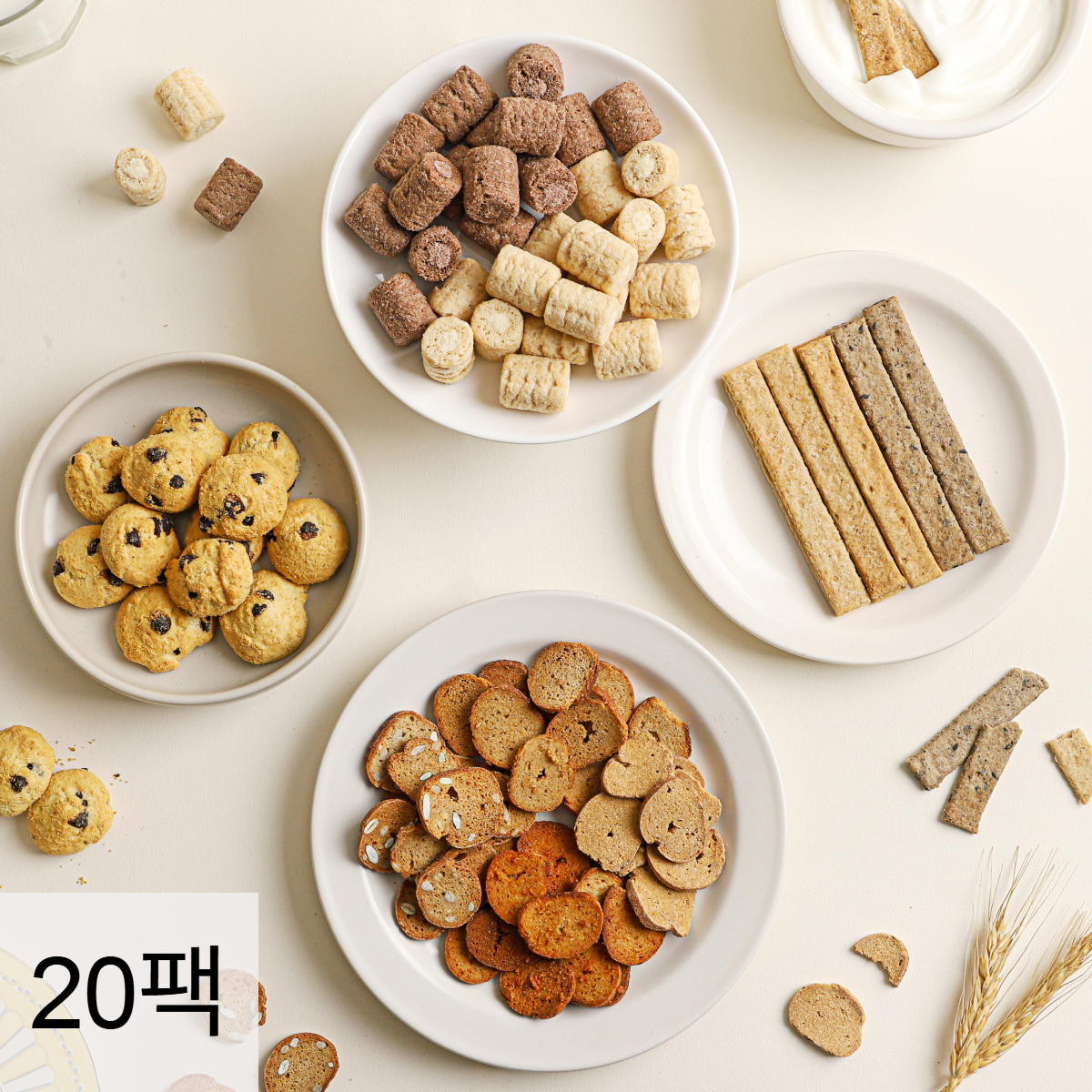 다신샵 통밀 단백칩 갈릭버터 외 5종 10+10봉 / 단백질과자 프로틴 간식 - 상품 이미지