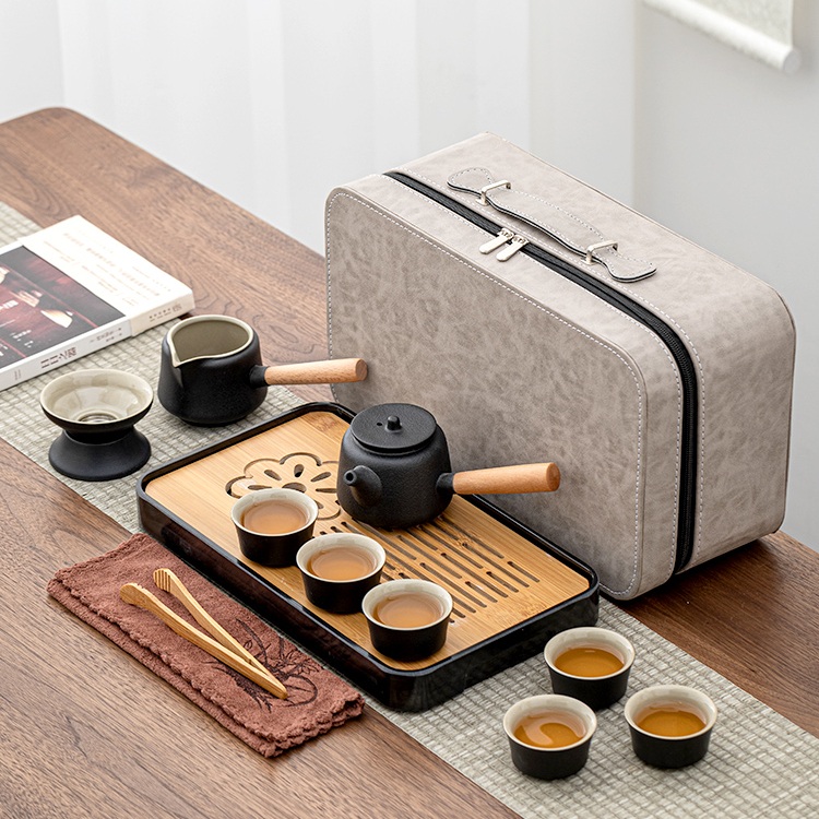여행용 다도세트 다구 미니 휴대용 다관 다기 3인 공도배 이천 차선 유리 전통 다완 찻잔 - 상세 이미지 3