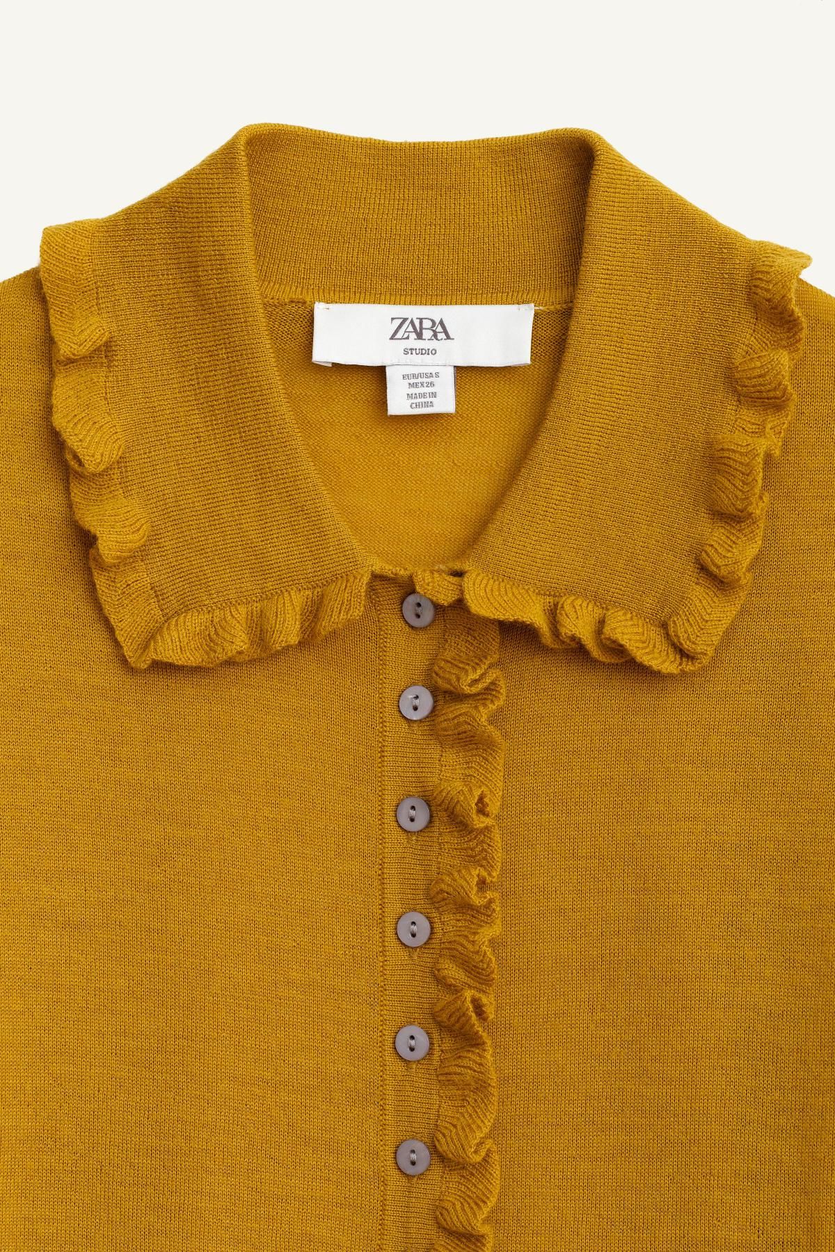자라 한정판 프리미엄 울 러플 가디건 5755/116 MUSTARD - 상세 이미지 3