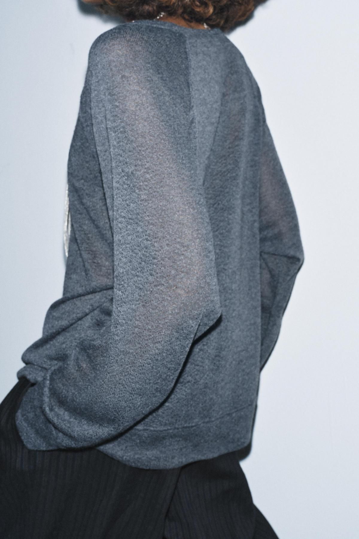 자라 베이직 라운드넥 긴팔 니트 스웨터 5644/943 ANTHRACITE GREY - 상세 이미지 4