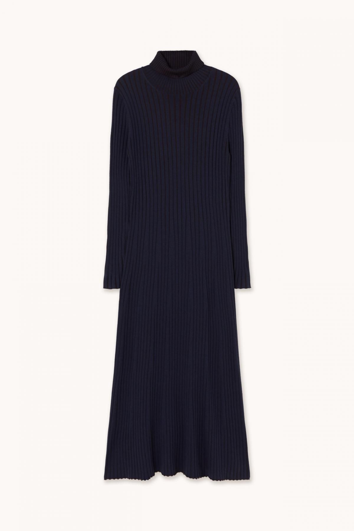 타이니코튼 하이넥 니트 롱 원피스 네이비 AW25-696-107 ONE COLOR - 메인 이미지