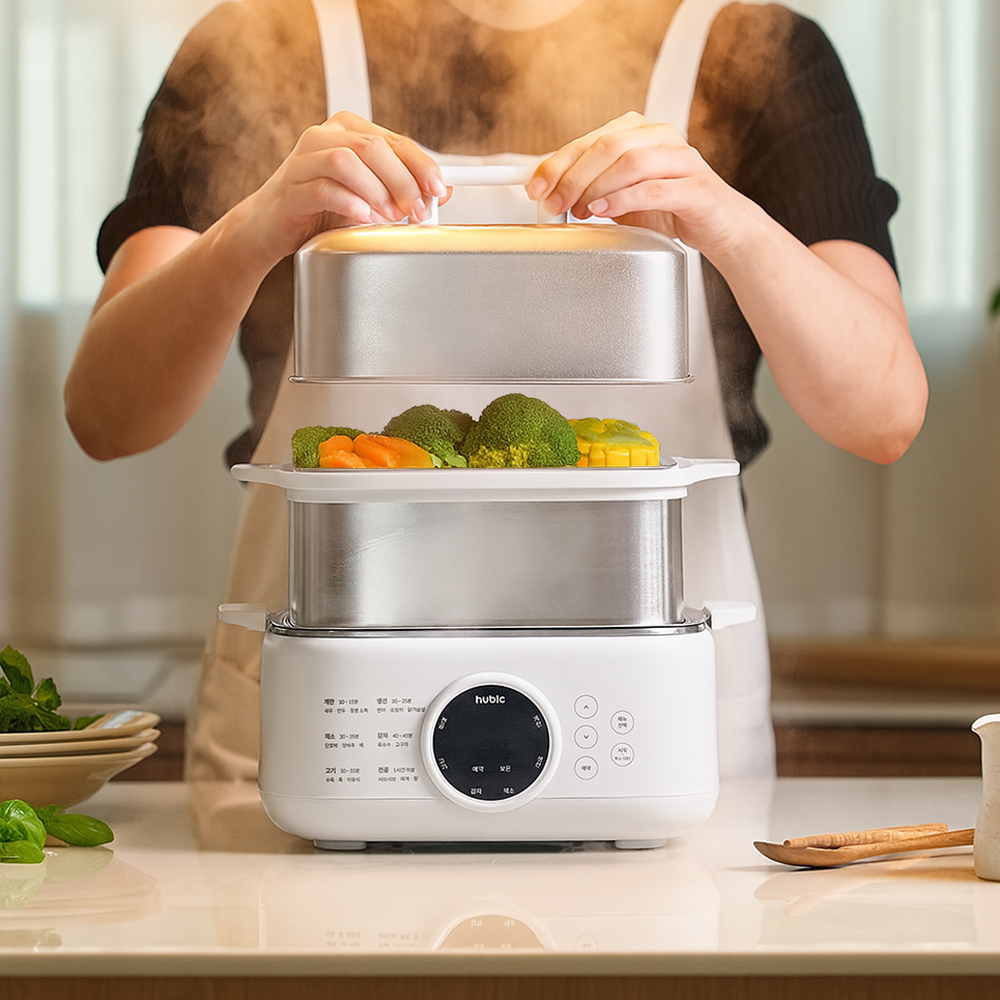 휴빅 스텐 전기 찜기 이유식 계란 고구마 삶는기계 만두 호빵 야채 스팀 찜기 대용량