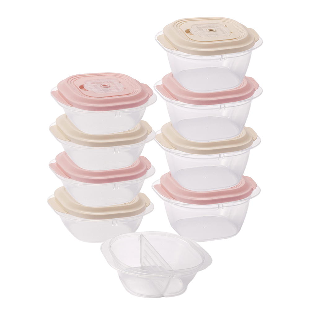 블라썸하우스 국내산 스팀홀 냉동밥 반찬통 칸막이 보관용기 8종, 혼합(450ml+650ml), 1세트 - 상품 이미지