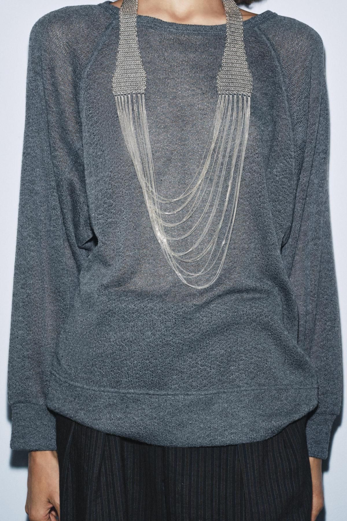 자라 베이직 라운드넥 긴팔 니트 스웨터 5644/943 ANTHRACITE GREY - 상세 이미지 3