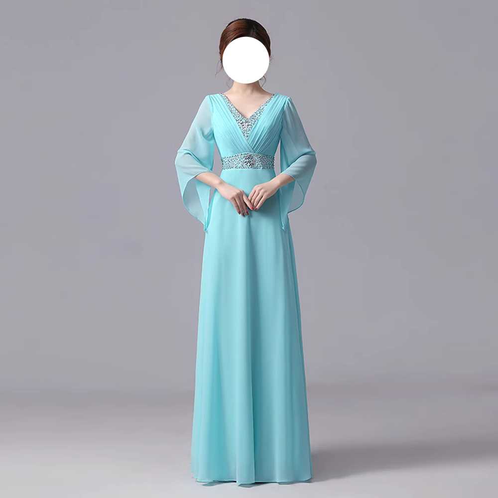 여성 합창 드레스 단체 무대 공연용 우아한 합창복 퍼플(사이즈 S-XXXL) - 상세 이미지 4