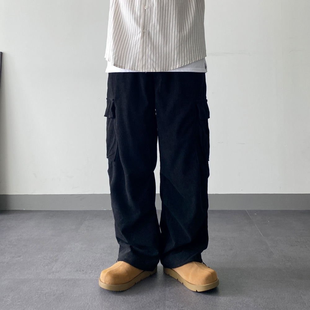 코듀로이 카고 건빵 파라슈트팬츠 밴딩 남자와이드바지 벌룬 편한 통바지 이미지 8