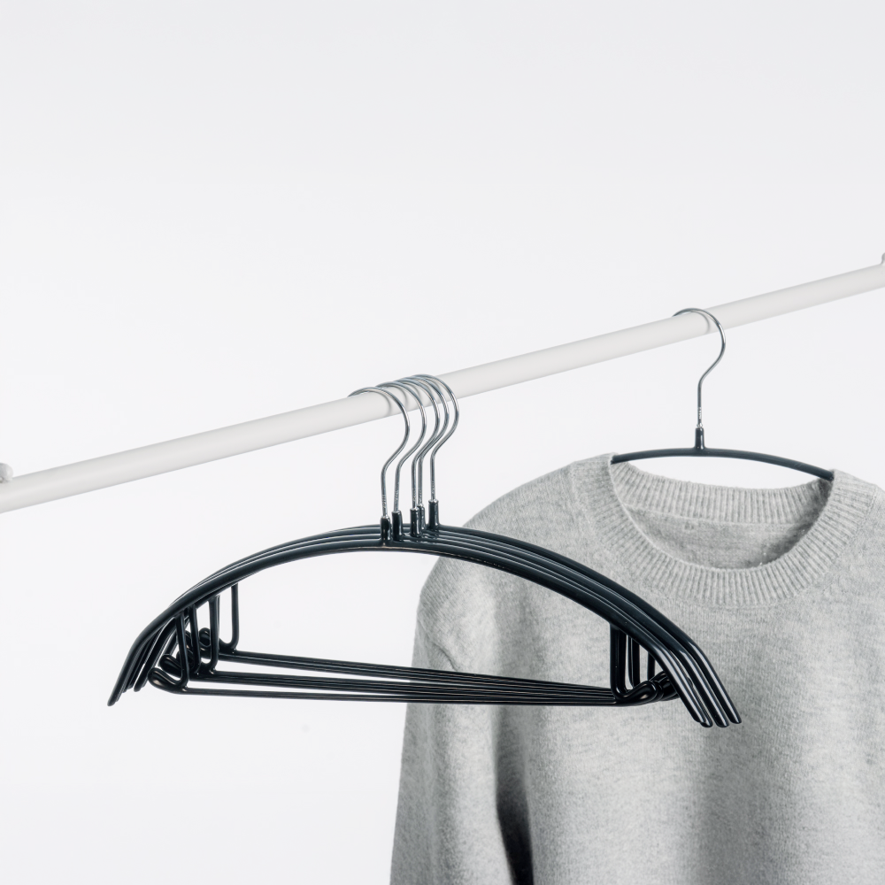 [단독] 에이비박스 디자인등록 글로시 회전형 논슬립 어깨뿔방지 라운드 옷걸이 멀티 블랙, 30개