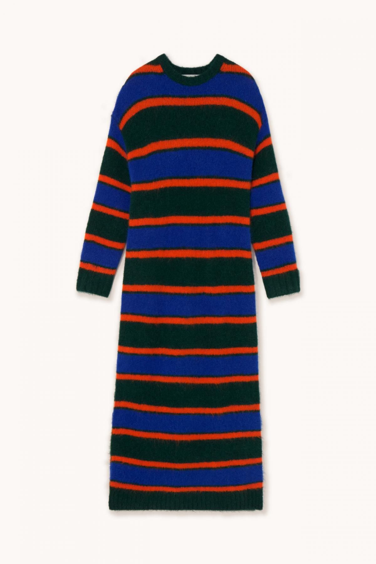 타이니코튼 스트라이프 니트 롱 원피스 보틀 그린 AW25-667-M22 ONE COLOR - 메인 이미지