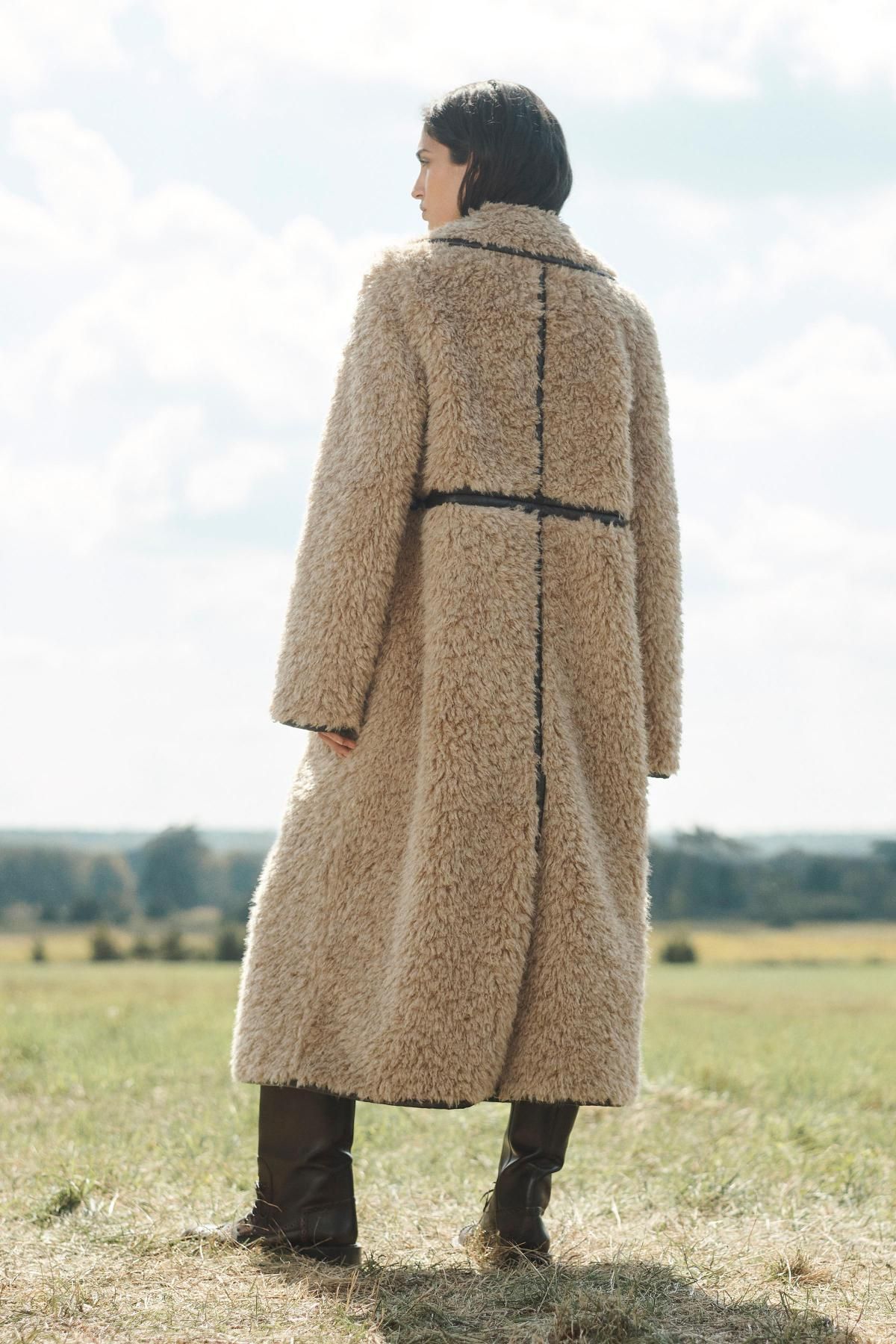 자라 한정판 인조 퍼 롱 무스탕 코트 3692/900 LIGHT BROWN - 상세 이미지 3