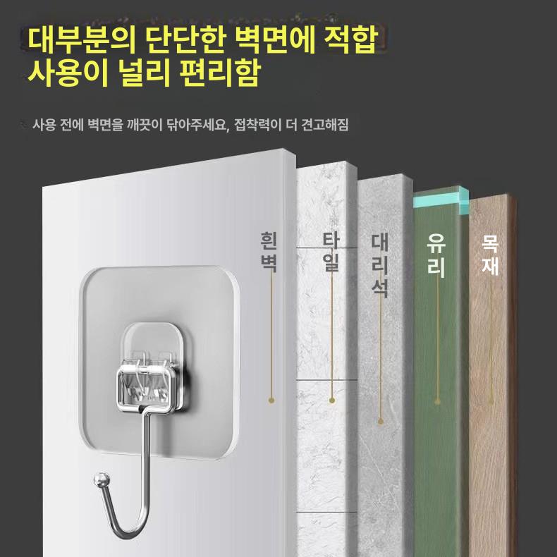 무타공 강력 접착식 벽걸이 후크 하중지지 다용도 행거 세트 블랙 - 상세 이미지 3