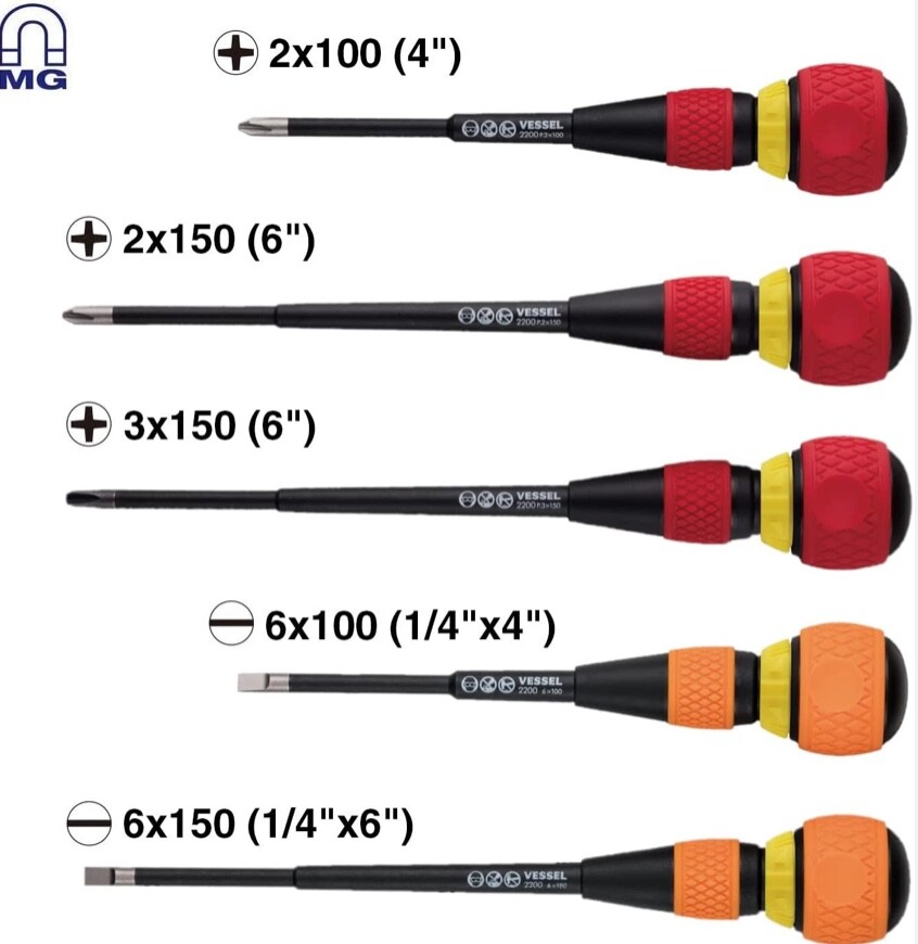 베셀 전공 라쳇드라이버 십자드라이버 2x100mm(+) - 상세 이미지 2