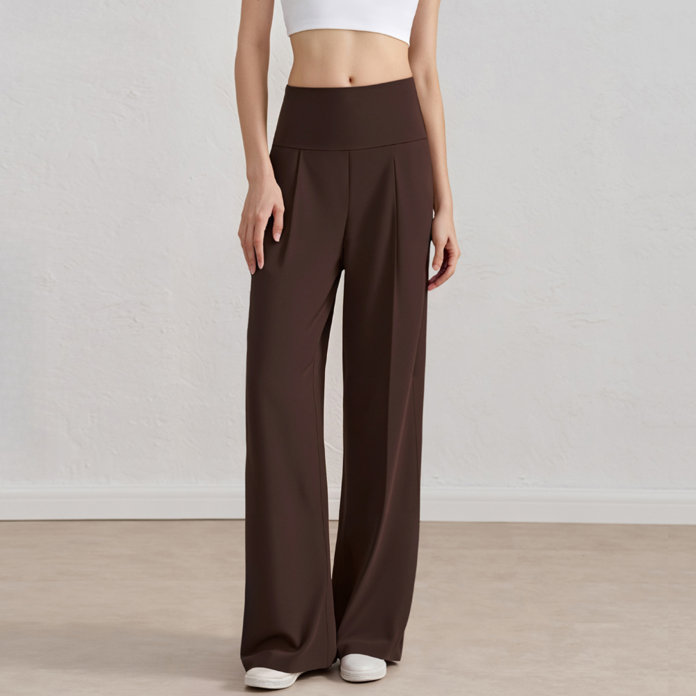 소프트터치 하이웨스트 스트레치 와이드 원턱 팬츠 - 상세 이미지 4