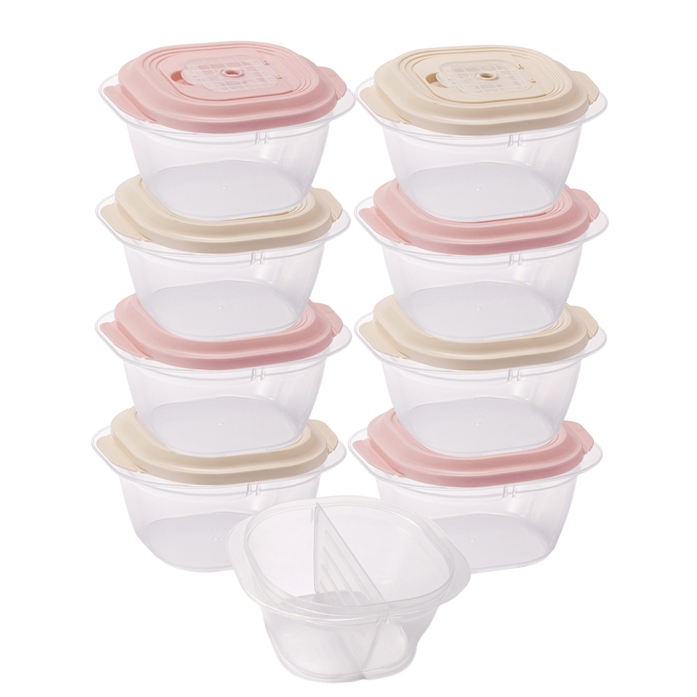 블라썸하우스 국내산 스팀홀 냉동밥 반찬통 칸막이 보관용기 8종, 650ml, 1세트 - 메인 이미지