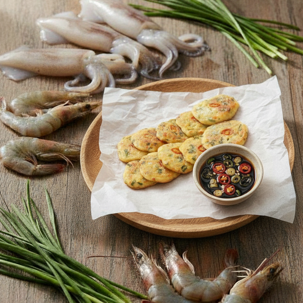 해물부추전 150g 4봉지 겉바속촉 오징어 새우 부추전 술안주 캠핑간식 전밀키트 부침개 - 상세 이미지 4
