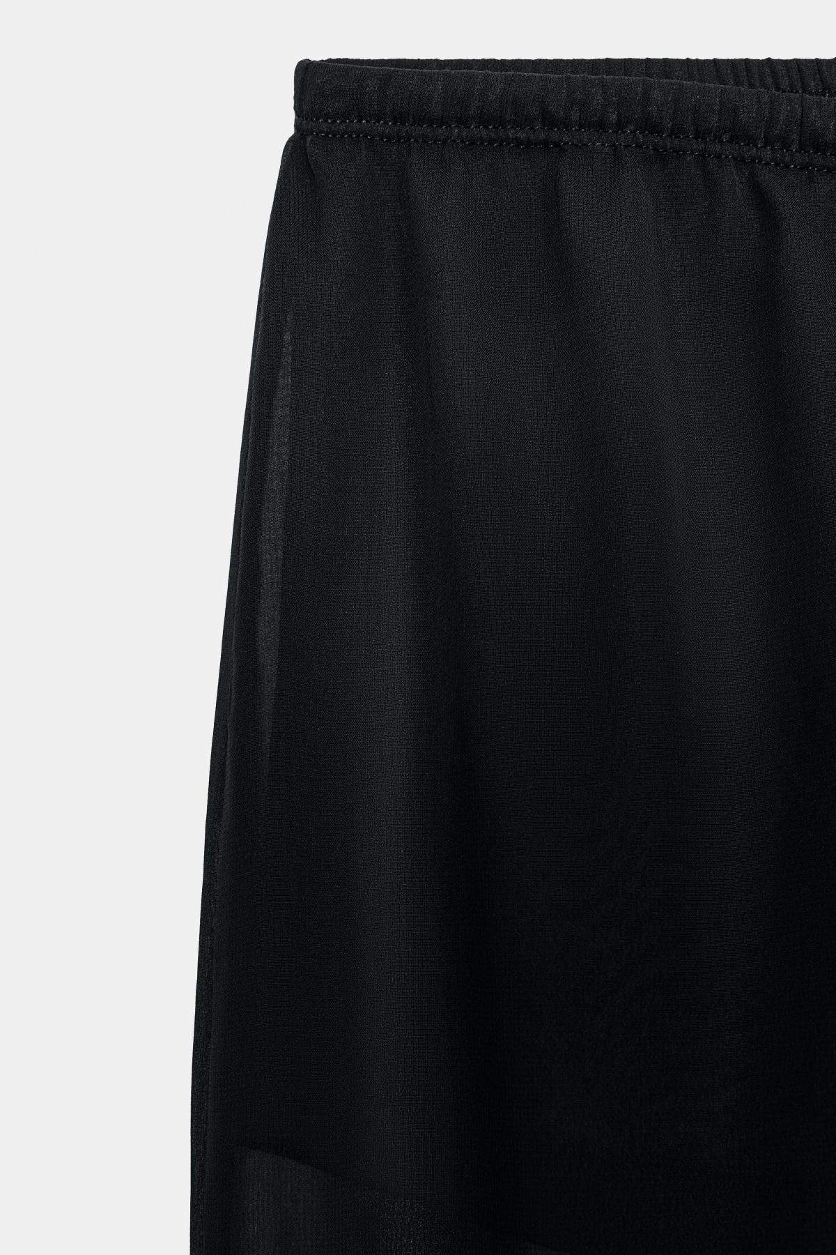 자라 시스루 하이웨이스트 와이드 팬츠 6050/818 BLACK - 상세 이미지 3