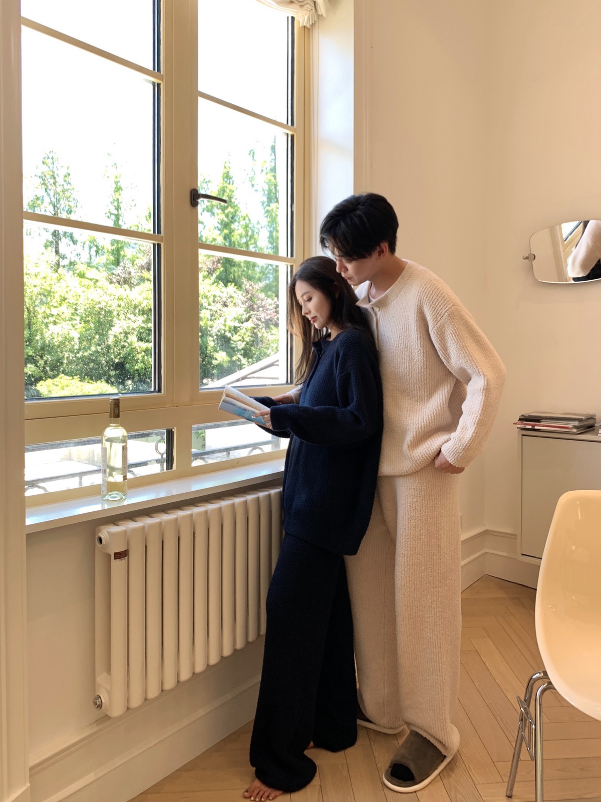 부드러운 여성/남성 프리미엄 겨울 수면 커플 따뜻한 잠옷 상하세트 - 상세 이미지 5