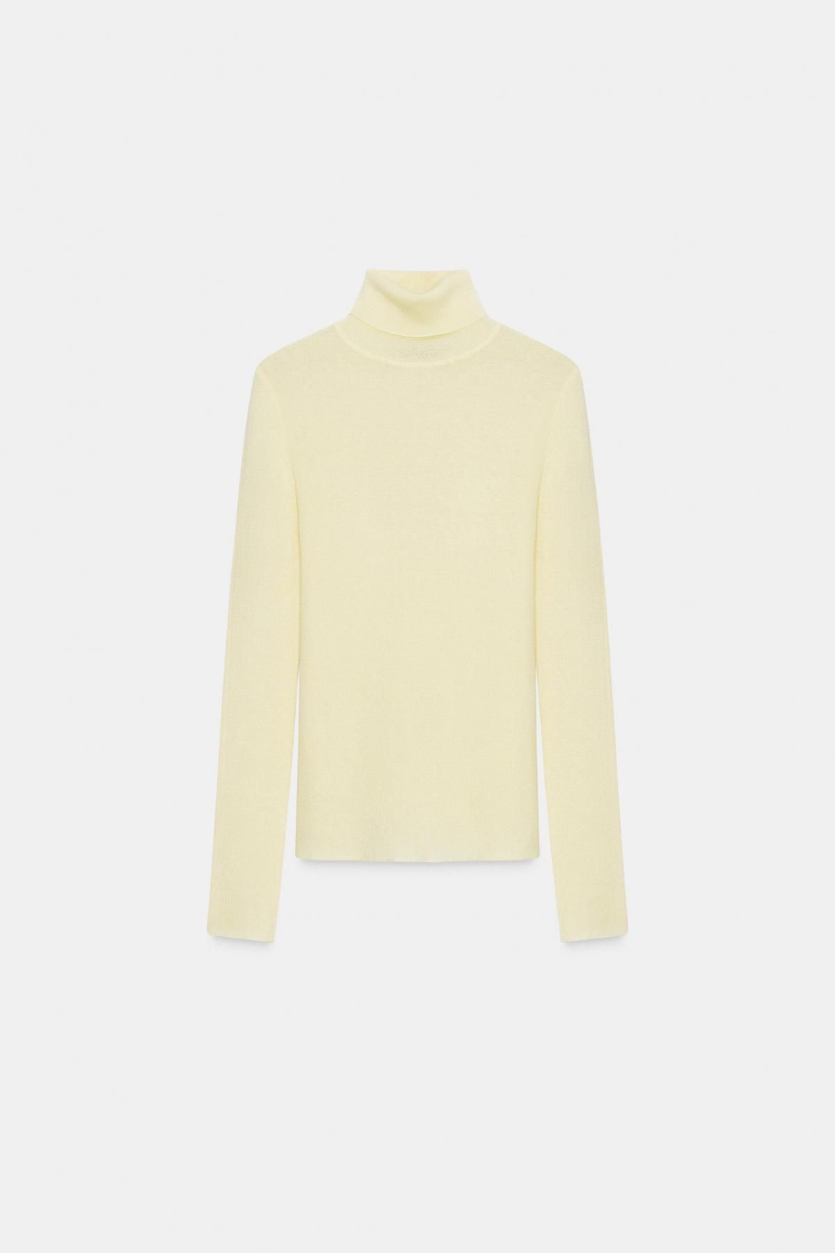 자라 프리미엄 울 하이넥 터틀넥 긴팔 니트 스웨터 9598/223 LIGHT YELLOW - 상품 이미지