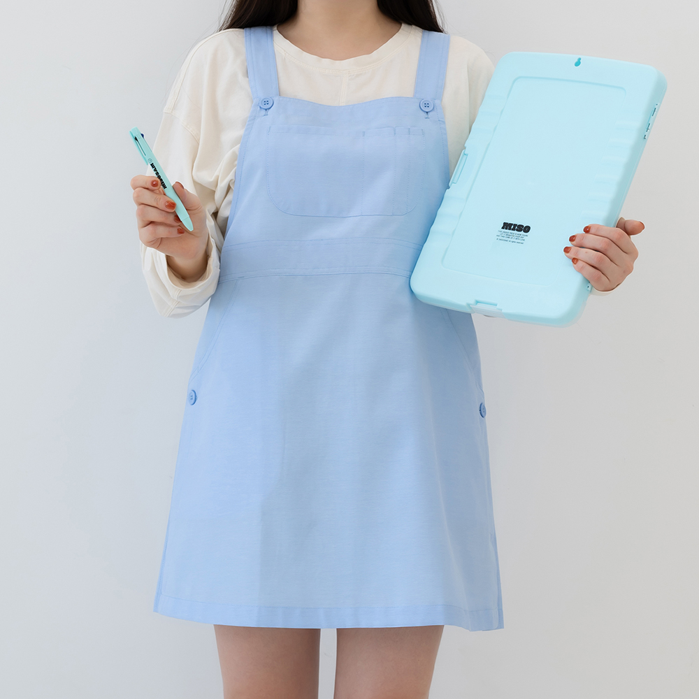[미소쌤] 포켓데이 앞치마 원피스 멜빵 단추형 어린이집 보육교사 유치원