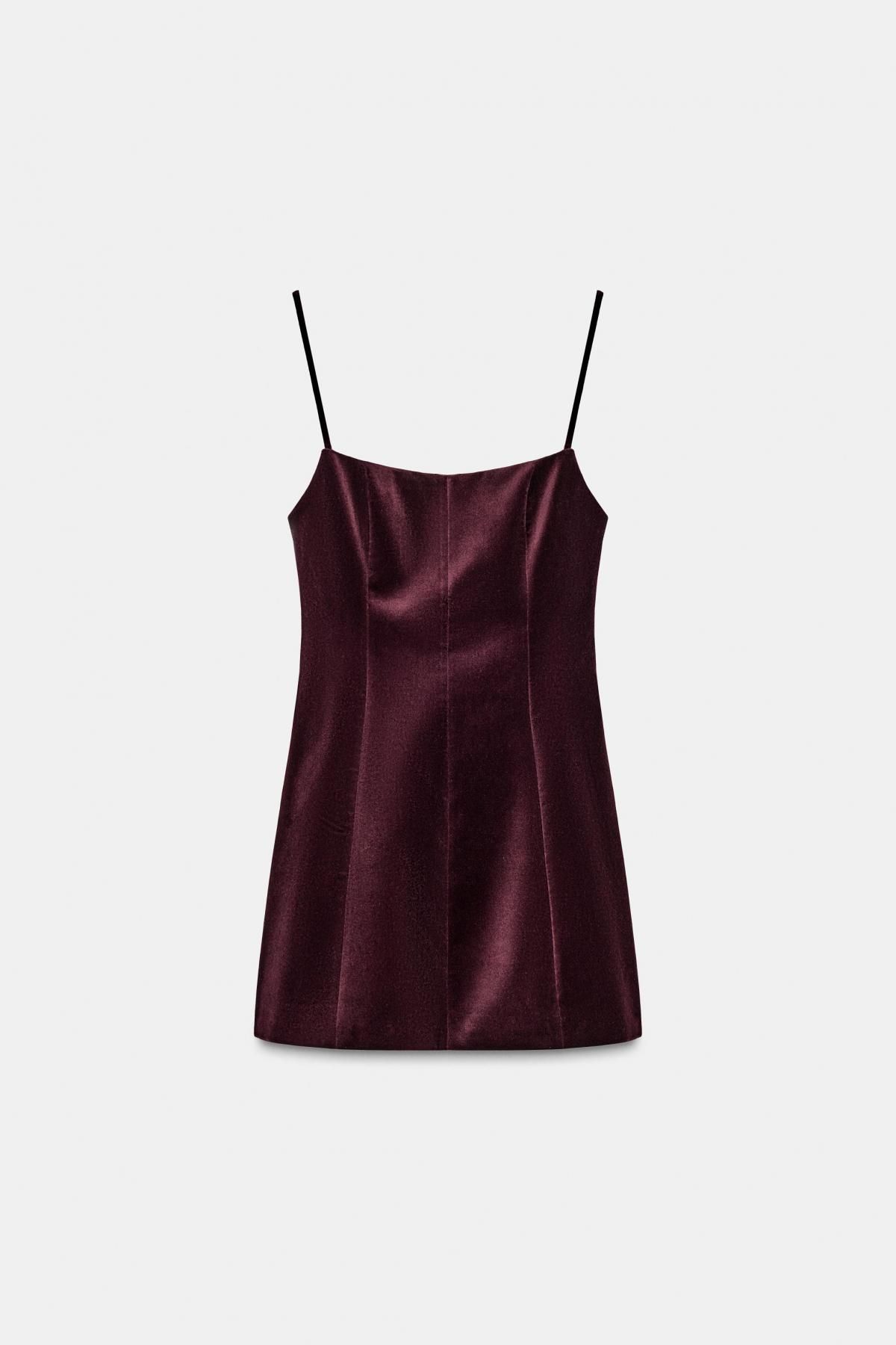 자라 페미닌 벨벳 볼륨 미니 원피스 9237/150 BURGUNDY - 메인 이미지