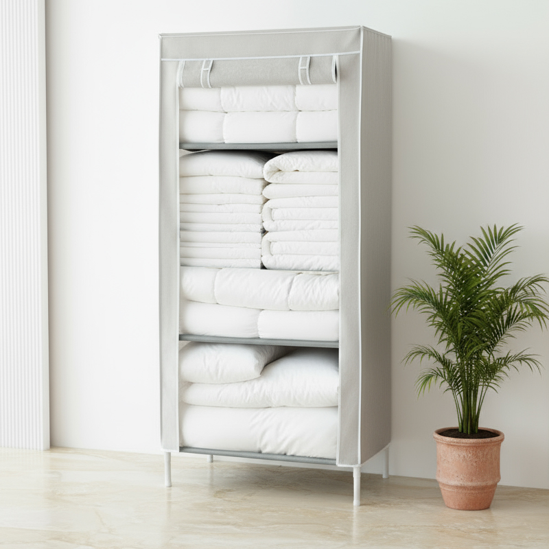 패브릭 커버 비키니 옷장 조립식 시스템 행거 드레스룸 심플 80SG