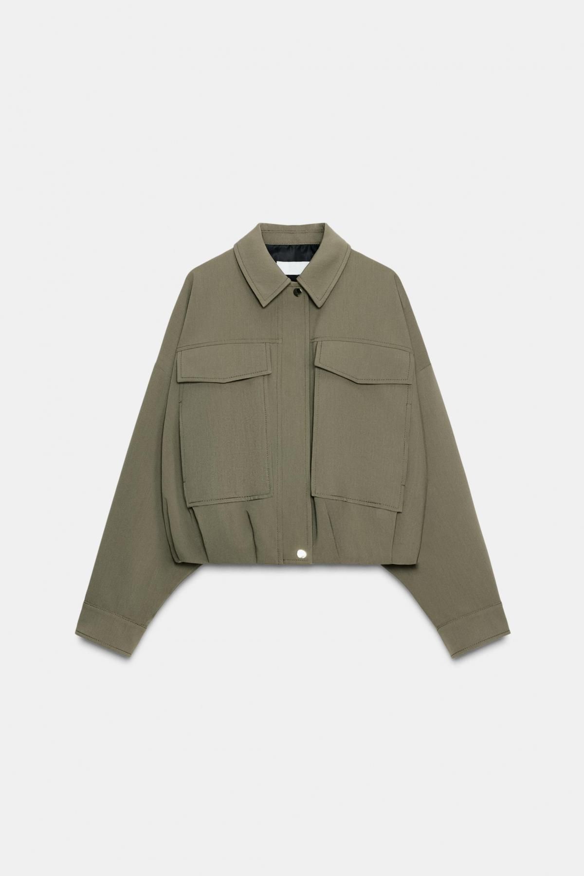 자라 테크니컬 플리츠 밑단 카키 봄버 재킷 9195/595 KHAKI - 메인 이미지