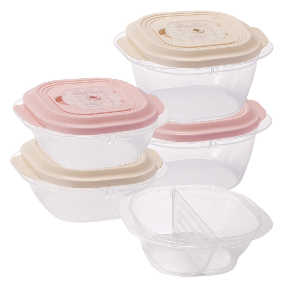 블라썸하우스 국내산 스팀홀 냉동밥 반찬통 칸막이 보관용기 4종, 혼합(450ml+650ml), 1세트 - 메인 이미지