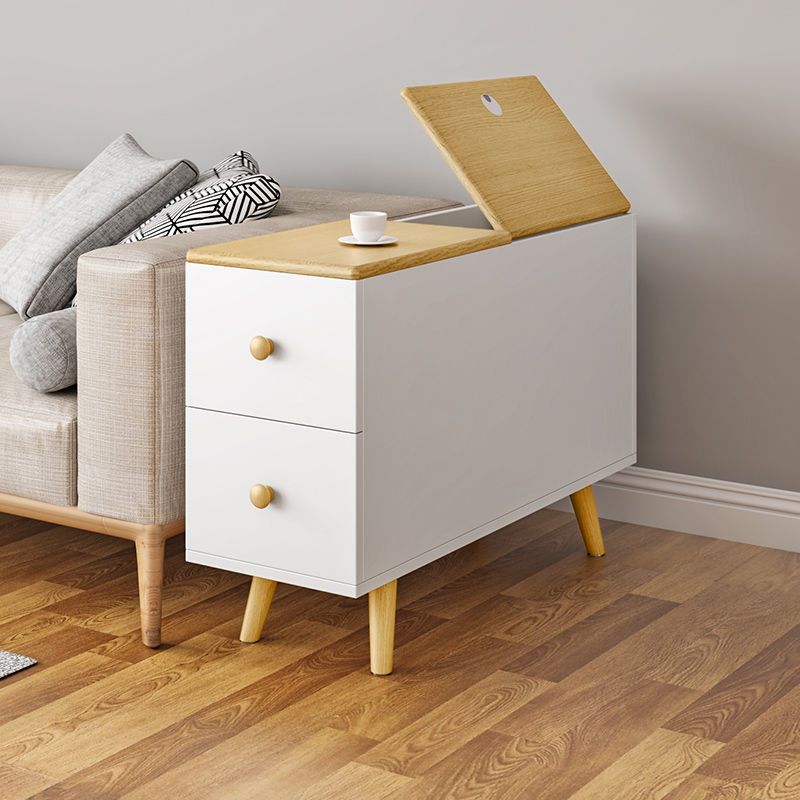 소파옆 보조테이블 거실 티테이블 서랍장 화이트+원목색 59x80x20cm