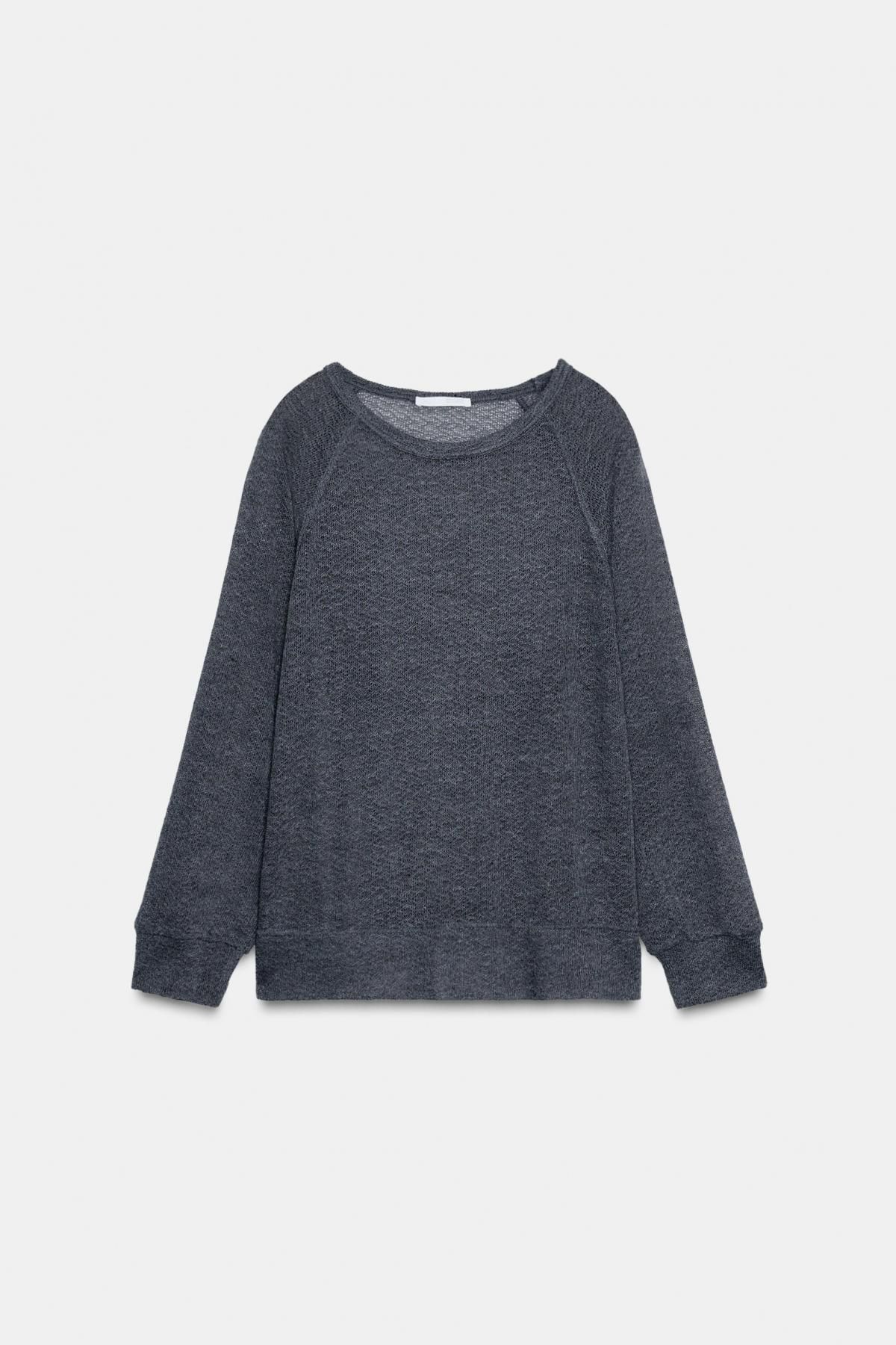 자라 베이직 라운드넥 긴팔 니트 스웨터 5644/943 ANTHRACITE GREY - 상품 이미지