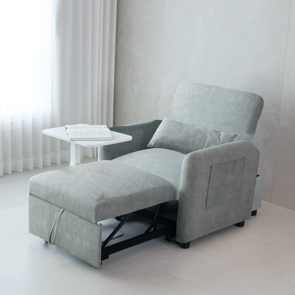 일루일루 몽글 소파베드 1인용 확장 폴딩형 침대 쇼파 겸용 각도조절 자취방 원룸 생활방수 패브릭