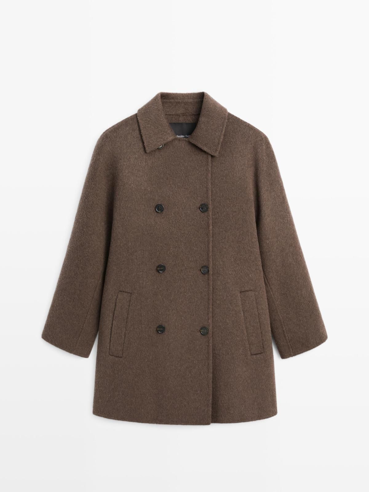 마시모두띠 클래식 울블렌드 더블브레스트 크롭 코트 6434/984 BROWN - 상품 이미지